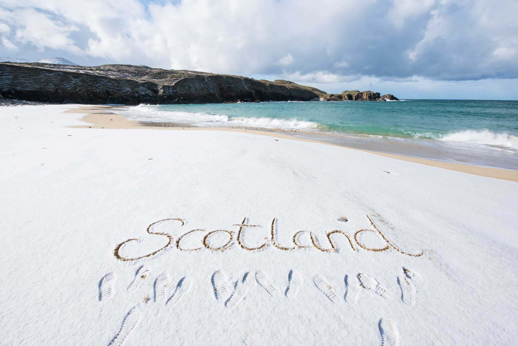 neige sur la plage ecosse