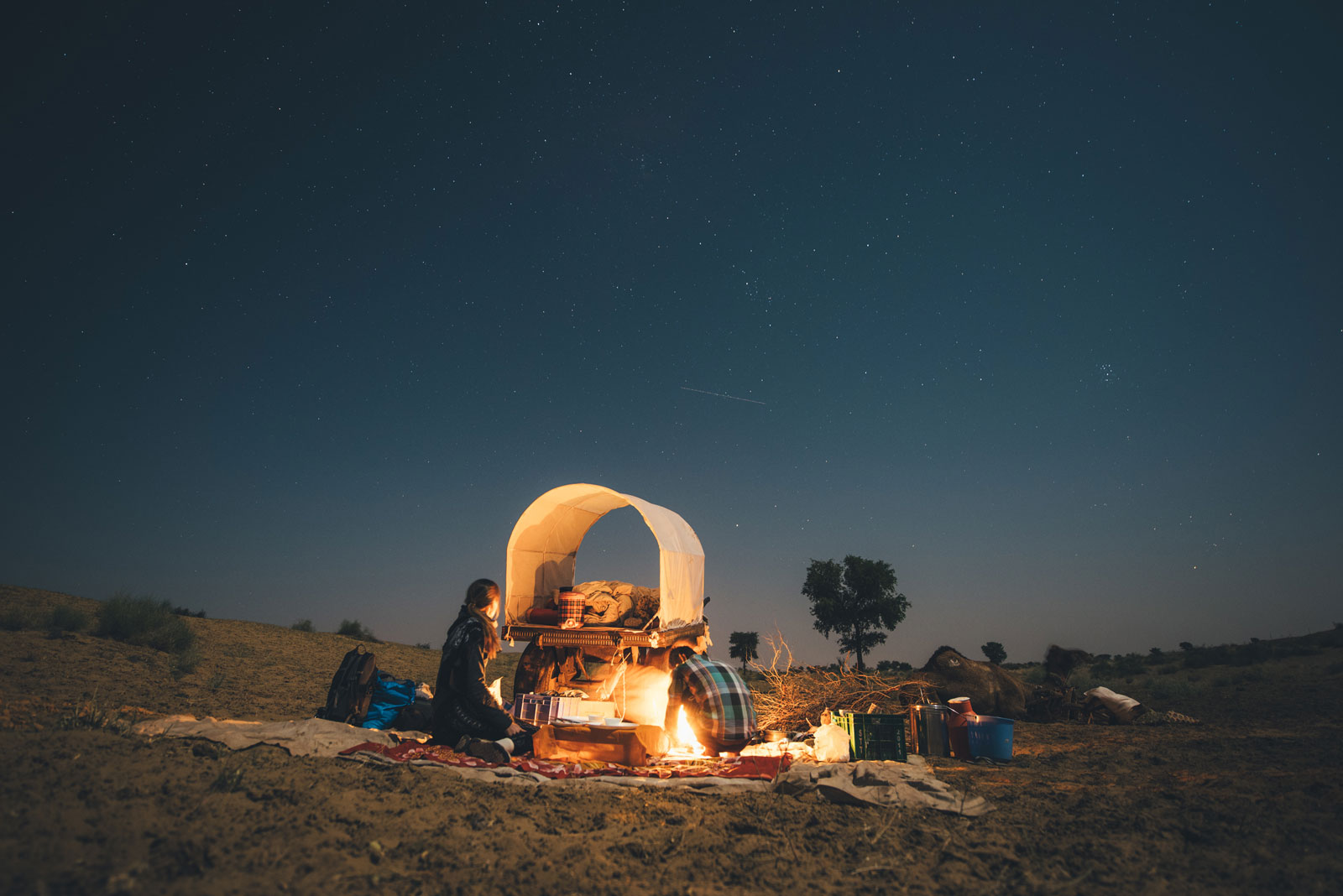 nuit dans le desert du thar inde