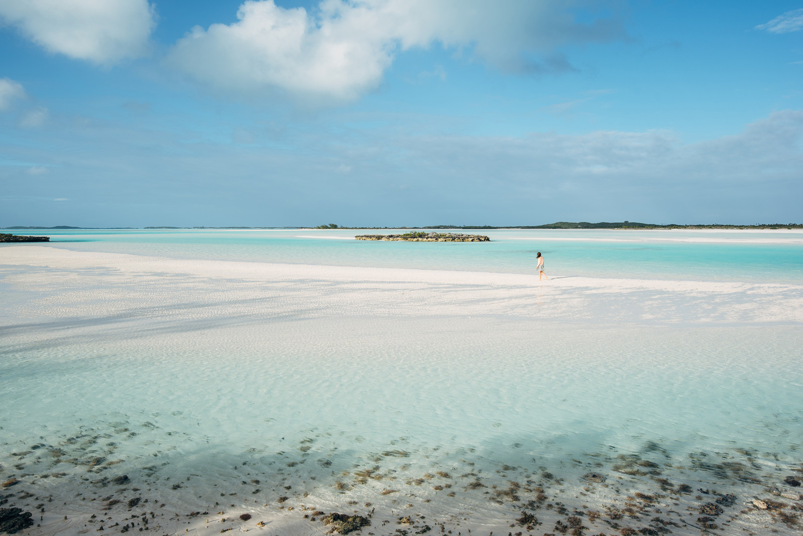 Banc de sable de Man-o-War cay, Exuma, Bahamas