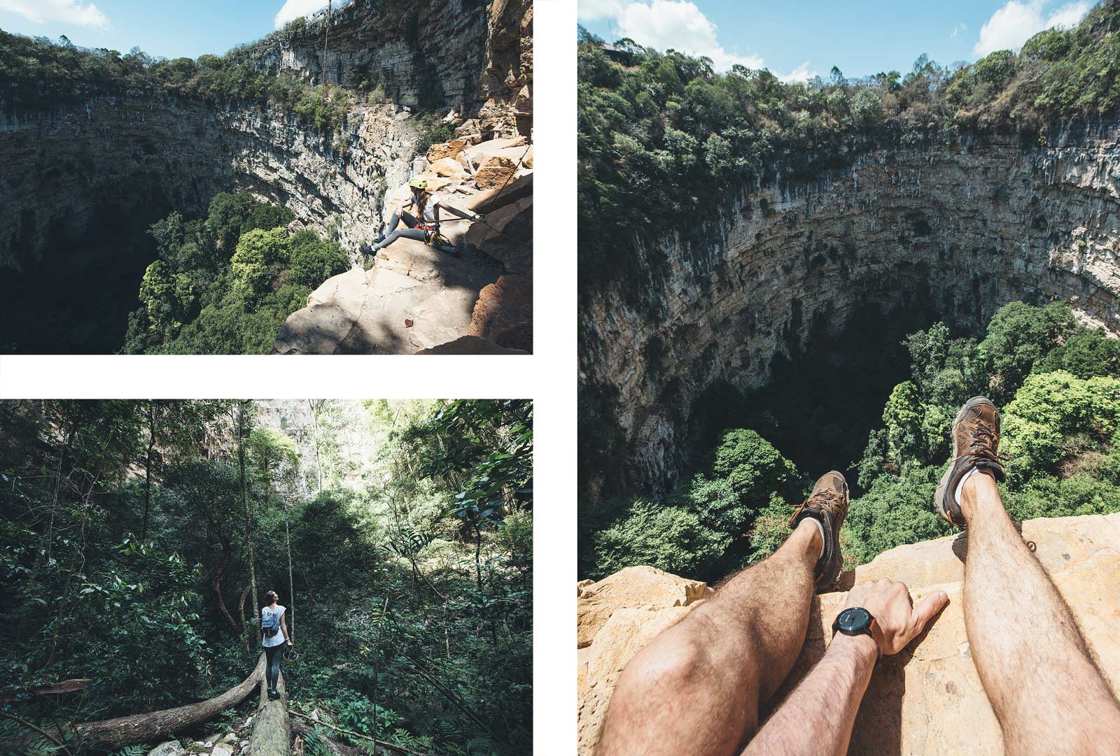 Descente en rappel, Sima de las Cotorras, Chiapas, Mexique