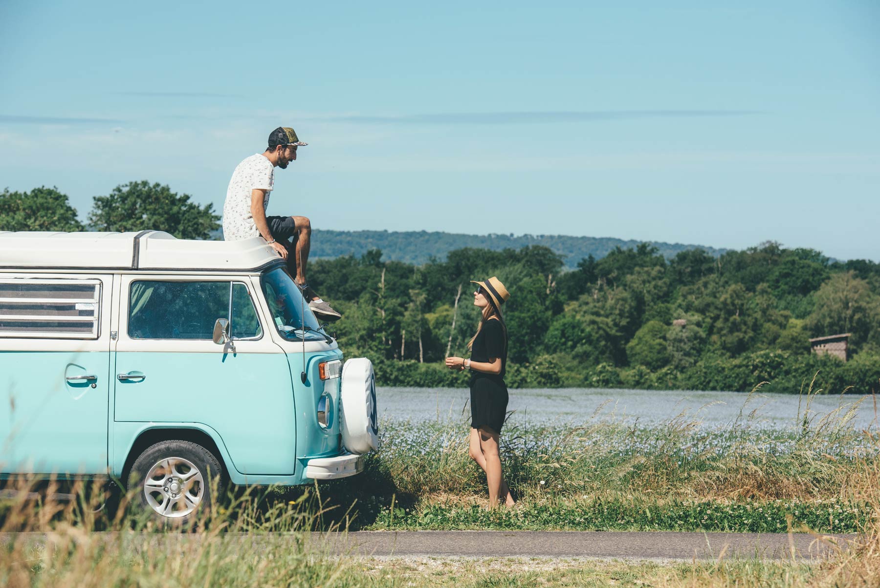 Normandie en van vintage volskwagen