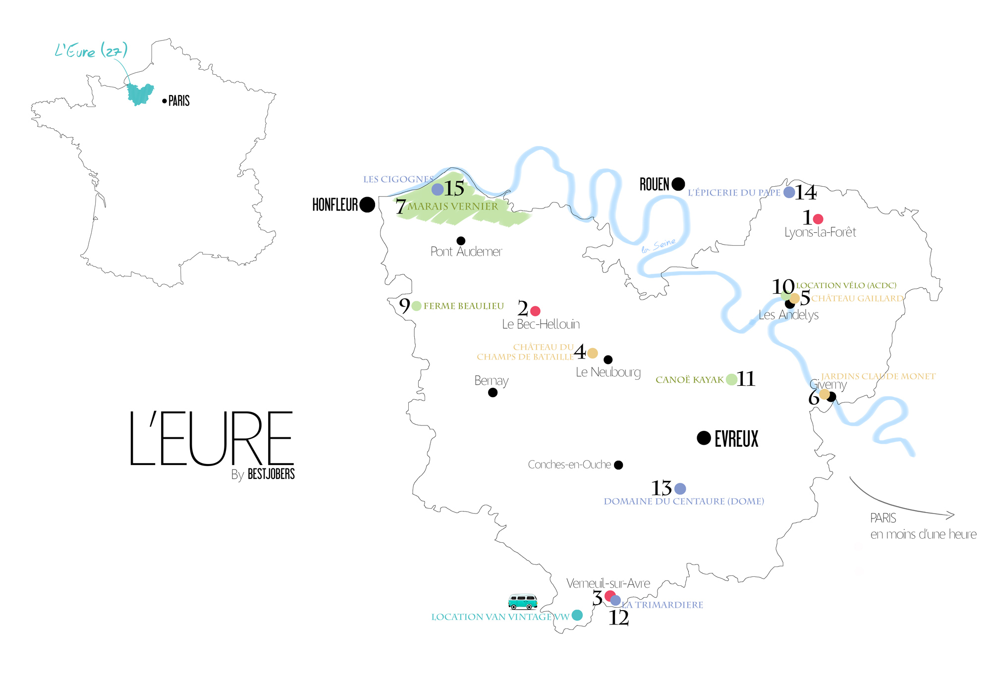 Carte, Que faire dans l'EURE en Normandie?