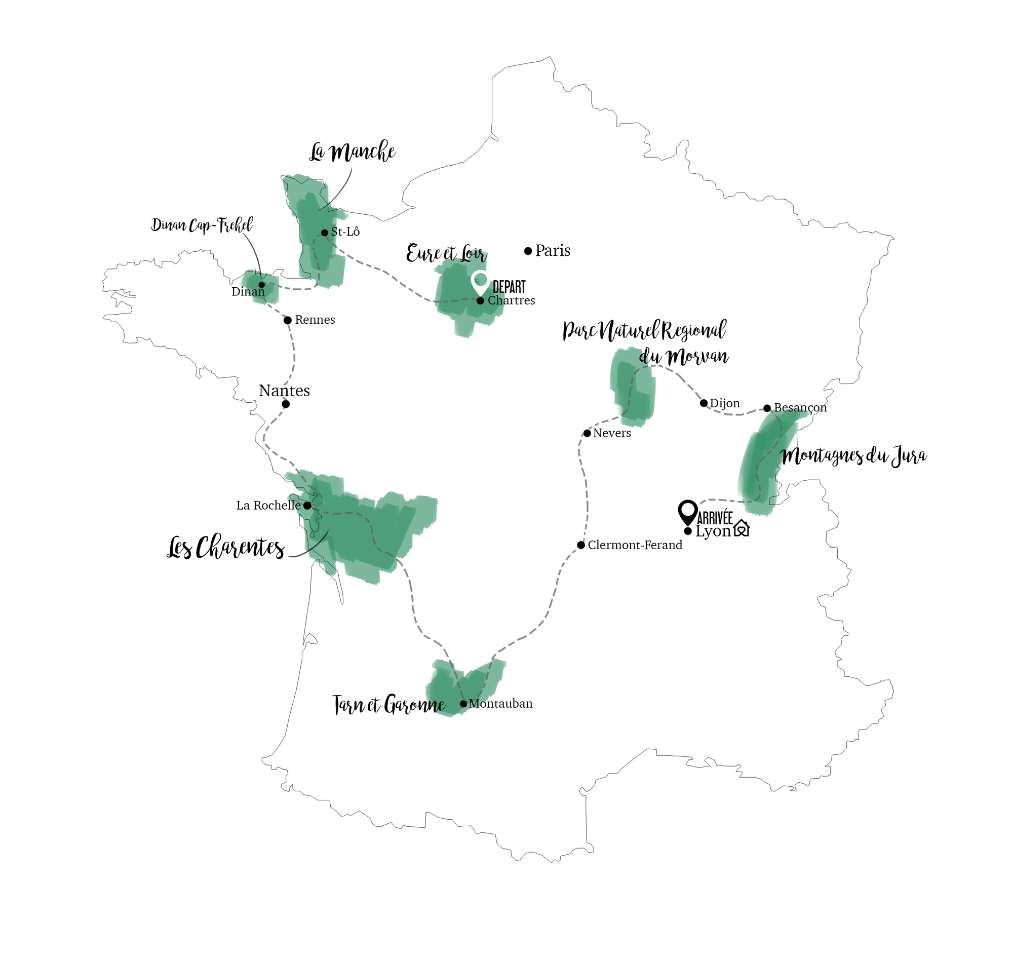 Un Tour en France by Bestjobers, itinéraire