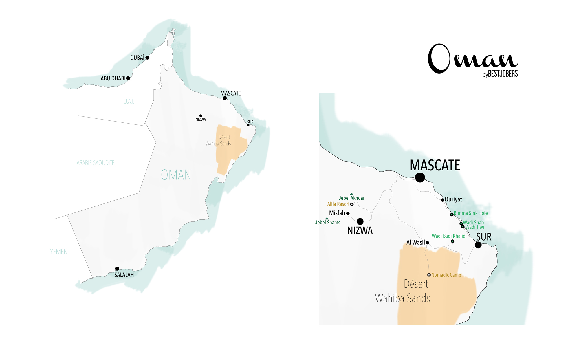 Road-trip Oman, Carte et itinéraire, Bestjobers Blog Voyage