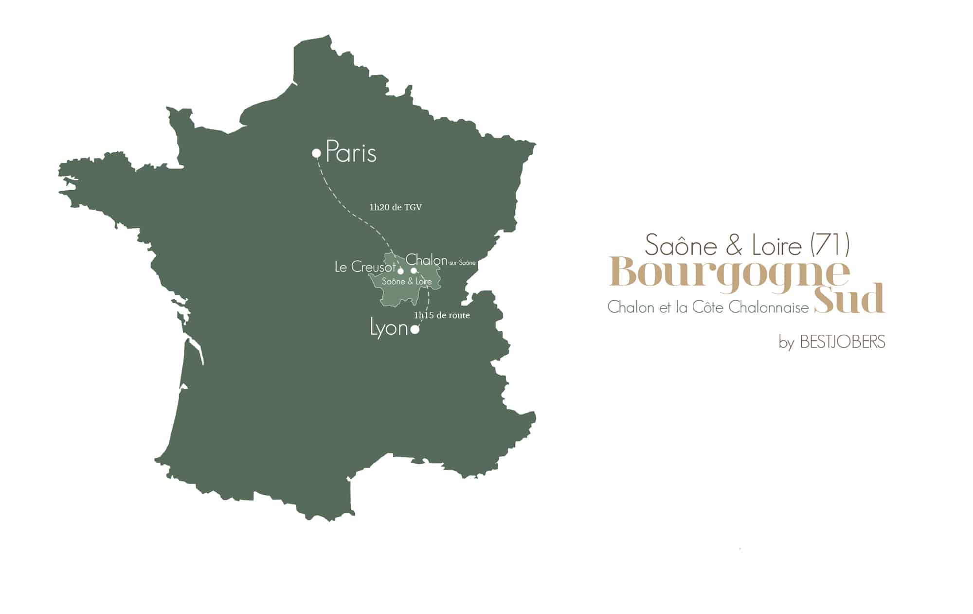 Carte Saone et Loire, France