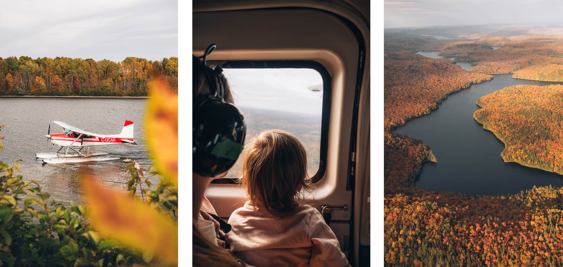 Survol en Hydravion de la Mauricie au Québec avec enfant