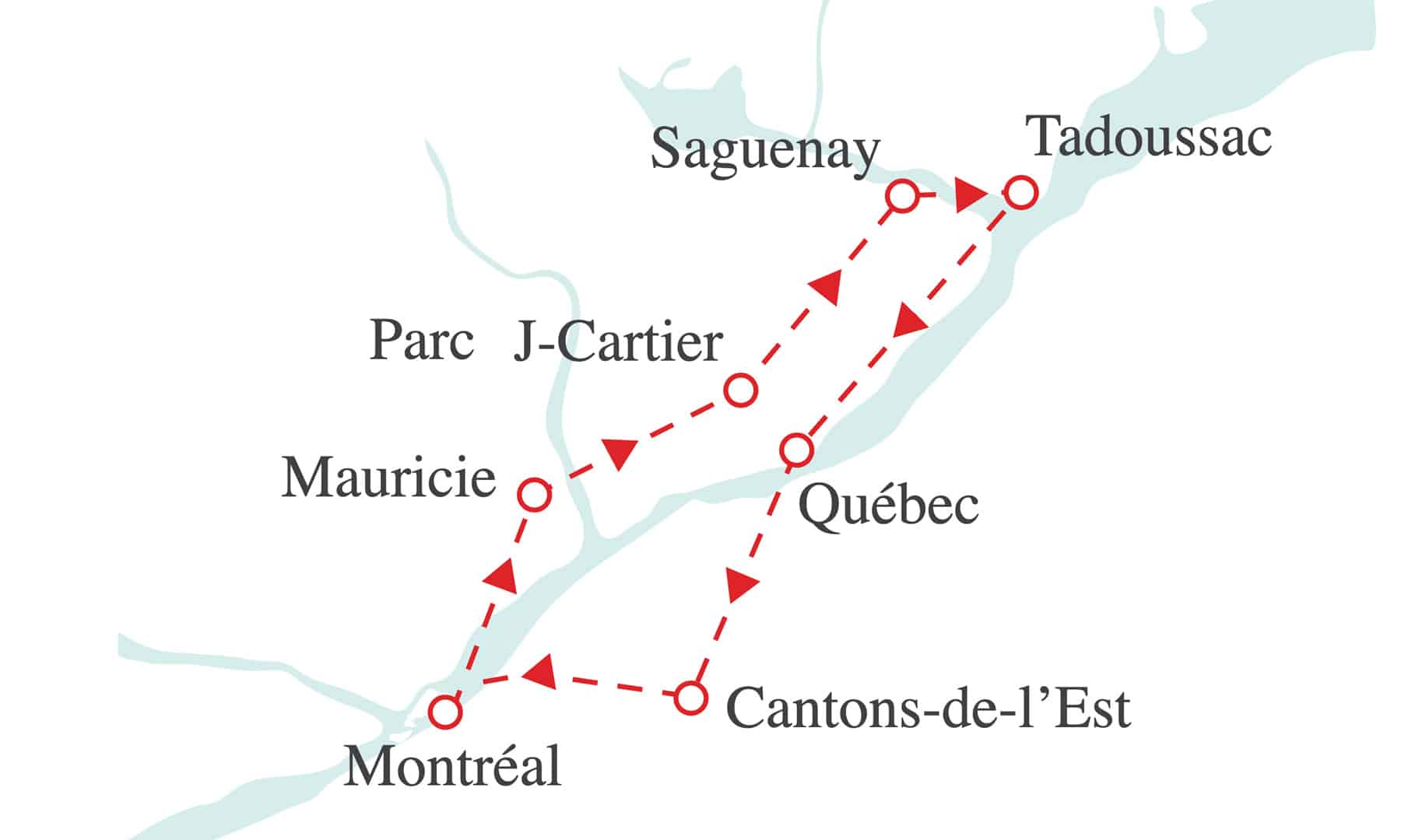 Carte Road Trip Quebec
