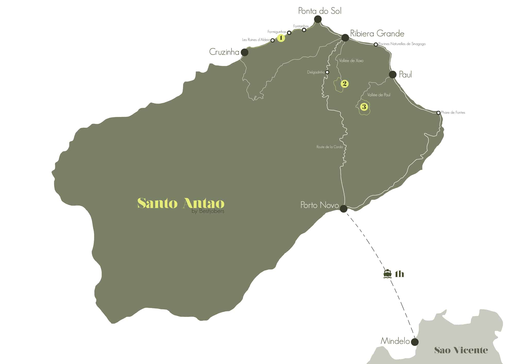 Carte Santo Antao Rando, Cap-Vert
